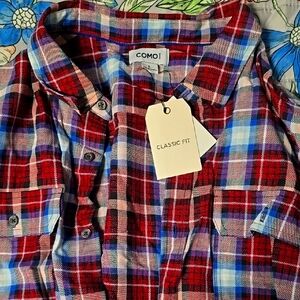 Como Plaid Shirt in Red and Blue